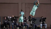 Cristiano Ronaldo usai mencetak gol ke gawang Belgia (Reuters)