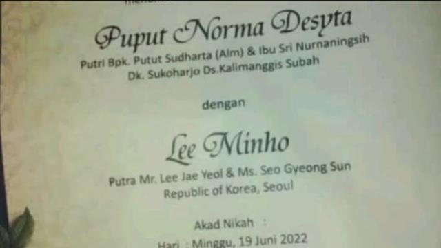 Pernikahan Lee Minho dengan Puput