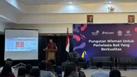 Kepala Kantor Telkom Denpasar Centrum Ida Bagus Putu Sandhi Yudistira saat tampil dalam seminar Tatanan Baru Pariwisata Bali, “Pungutan Wisman untuk Pariwisata Bali yang Berkualitas”, Selasa (23/1/2024) di Kampus Universitas Udayana (Unud), Bali. (Foto: Istimewa)