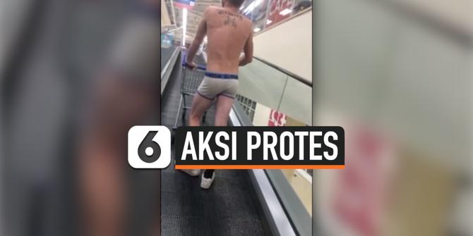 VIDEO: Aksi Pria Tanpa Busana Berbelanja di Supermarket