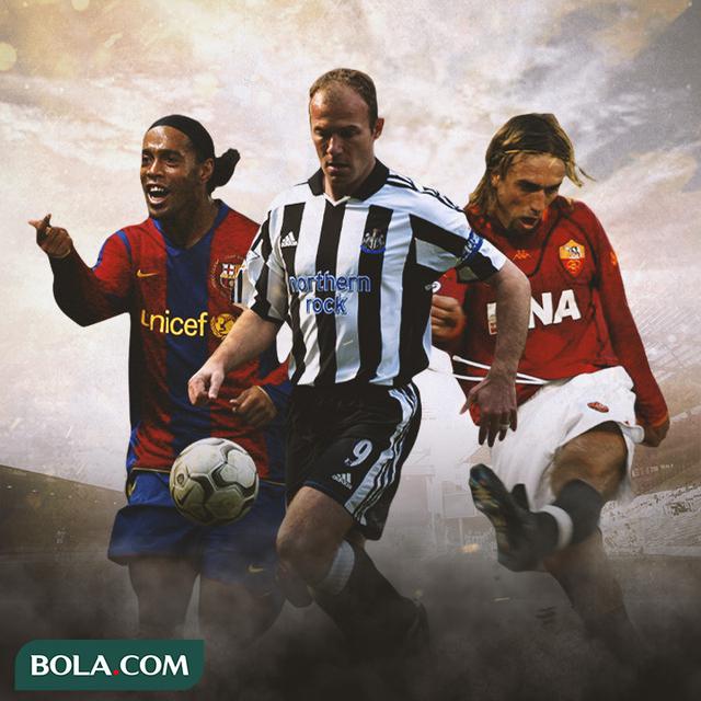 Ilustrasi - Ronaldinho, Alan Shearer, Gabriel Batistuta