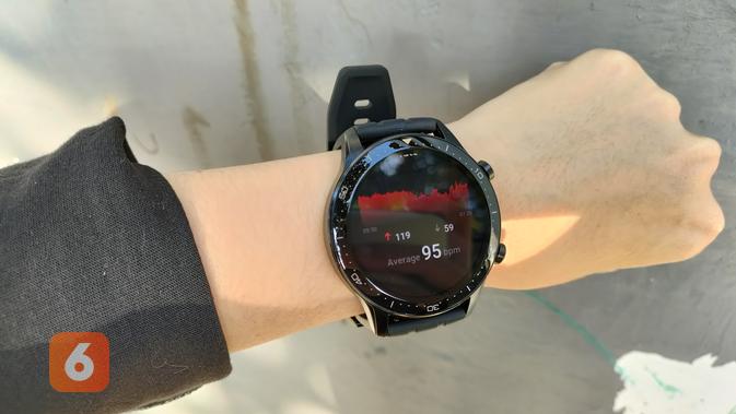 Realme Watch S Pro mendeteksi detak jantung secara otomatis tiap 5 menit sekali dalam 24 jam 7 hari. (Liputan6.com/ Agustin Setyo W)