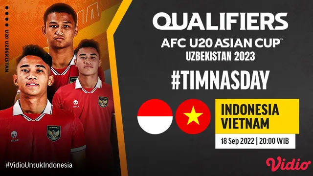 Sedang Berlangsung Live Streaming Timnas Indonesia Vs Vietnam Kualifikasi Piala AFC U-20 di Vidio
