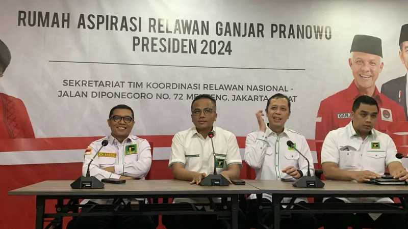 Petinggi PDIP, Partai Perindo, dan PPP menggelar pertemuan di Rumah Aspirasi Relawan Ganjar Pranowo, Menteng, Jakarta Pusat, Kamis (6/7/2023).