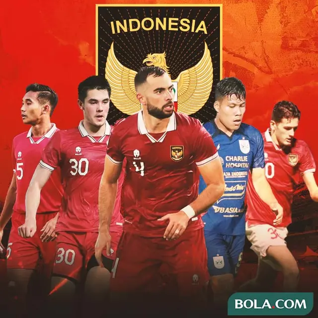 Timnas Indonesia - Rizky Ridho, Jordi Amat, Elkan Baggott, Justin Hubner, Wahyu Prasetyo