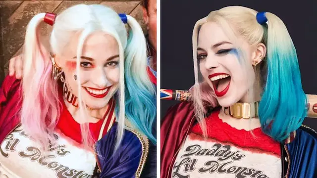 potret pemeran utama dengan stunt man (foto: Suicide Squad / Warner Bros)
