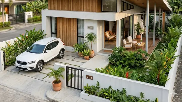 Rumah Tropical Scandinavian dengan Fasad Kayu Natural