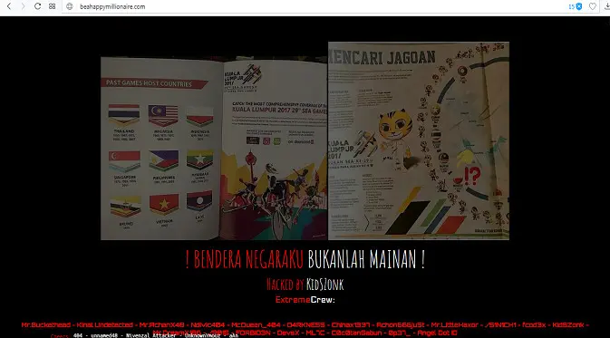 Situs Malaysia yang diretas hacker. (Foto: kualalumpurmalaysia.com)