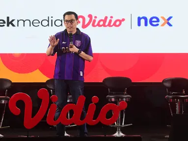 Managing Director Vidio Hermawan Sutanto saat konferensi pers hak siar dan penayangan Asian Games 2026 di Studio Lantai 8 SCTV Tower, Senayan City, Jakarta, Jumat, 4 September 2026. (KLY/ Arie Basuki)
