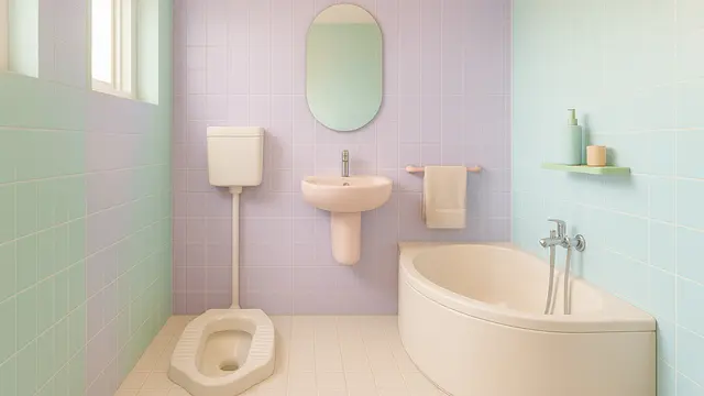 Desain Kamar Mandi Minimalis 2x2 Kloset Jongkok dan Bak Mandi/Ilustrasi AI
