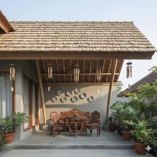 Teras Tanpa Tiang Konsep Bambu