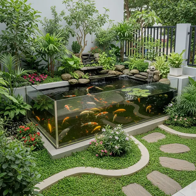 9 Ide Memadukan Kolam Ikan dan Taman Mungil agar Aman untuk Anak-anak