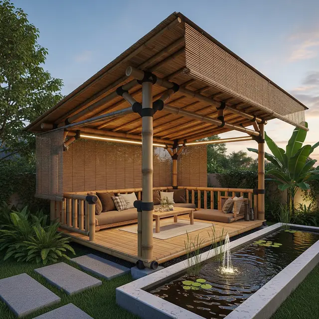 Desain Saung Bambu Sederhana (AI Generated)