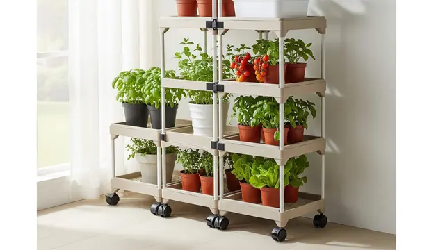 Desain Kebun Mini Portable dengan Rak Roda