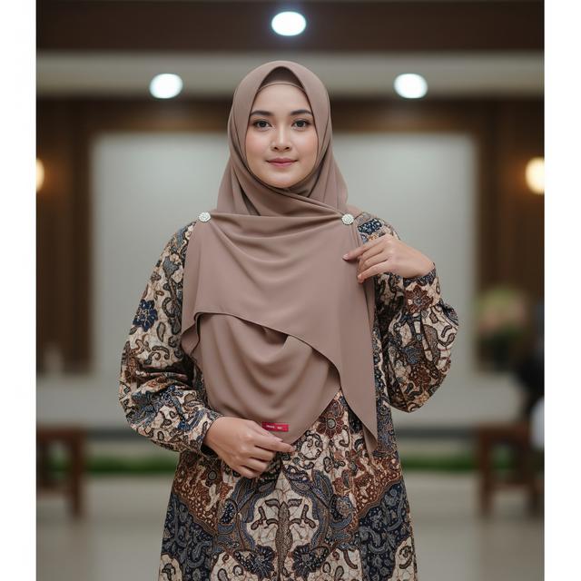 8. Gamis Batik Lengan Manset