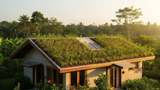 Rumah Compact dengan Atap Tanaman Hijau