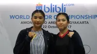 Ganda putri Jauza Fadhila Sugiarto/Ribka Sugiarto melaju ke semifinal Kejuaraan Dunia Junior. (Liputan6.com/Switzy Sabandar)