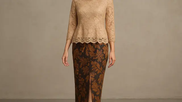 Tren Model Batik Brokat Kombinasi Rok Span Modern 2025/Ilustrasi AI
