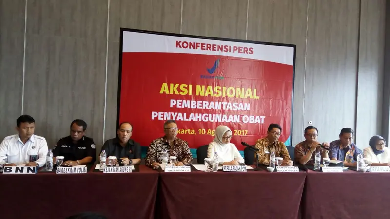 BPOM dalam konferensi pers Aksi Nasional Pemberantasan Narkoba.