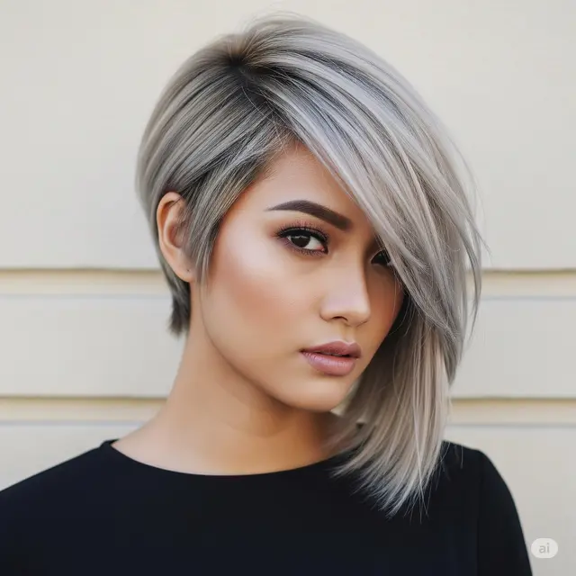 Potongan Rambut Bob Asimetris Kekinian. Foto: Gemini