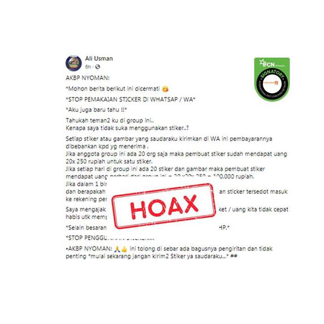 Cek Fakta Hoaks Pesan Berantai Sebut Penerima Stiker Di Whatsapp Dikenai Biaya Cek Fakta Liputan6 Com