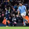 Gelandang Manchester City Rodri&nbsp;berselebrasi setelah mencetak gol pertama timnya&nbsp;dalam pertandingan&nbsp;pekan ke-25 Liga&nbsp;Inggris 2023/2024 antara Manchester City vs Chelsea di Stadion Etihad pada Minggu (18/2/2024) dini hari WIB. (Darren Staples / AFP)