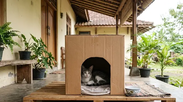 Menggunakan Kardus Tebal untuk Tempat Berteduh Sementara