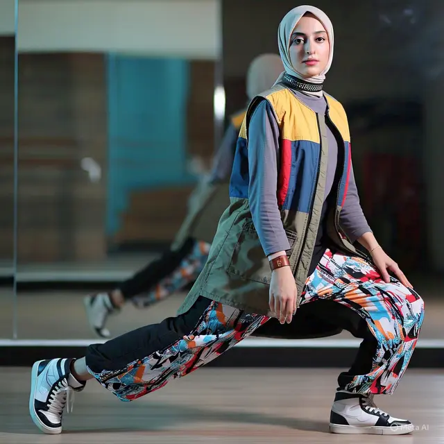 Long Vest dengan Celana Sport Parachute