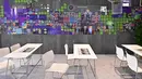 Suasana salah satu ruang kerja pada hari pembukaan kantor baru raksasa mesin pencari internet, Google, di Berlin, Selasa (22/1). Google kembali membuka kantor cabang yang baru di ibu kota Jerman tersebut. (Photo by Tobias SCHWARZ / AFP)