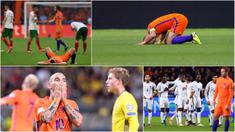 Masa kelam sepak bola Belanda setelah gagal lolos ke Piala Eropa 2016 ternyata belum berakhir. Kini Der Oranje mengalami kisah tragis lanjutan karena harus absen pada Piala Dunia 2018. (Kolase foto-foto dari AFP dan AP)