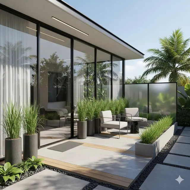 Model Teras Rumah Modern dengan Tanaman Rambat Pengusir Ular Alami