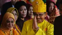 BJ Habibie ketika memakai baju Melayu Riau di Istana Negara saat upacara peringatan kemerdekaan Indonesia tahun 2018. (Liputan6.com/Istimewa/M Syukur)