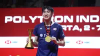 Tunggal putra Kanada, Victor Lai, berhasil menyabet gelar juara Indonesia Open 2026. (Bola.com/M. Iqbal Ichsan)