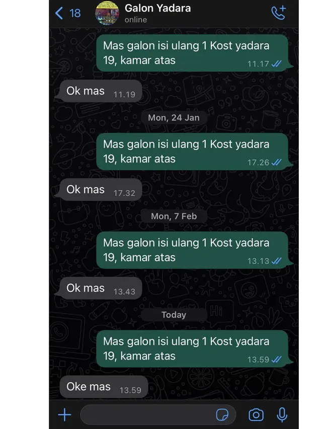 6 Chat Lucu Pembeli Pesan Air Galon Ini Isinya Sama Semua, Bikin Ketawa