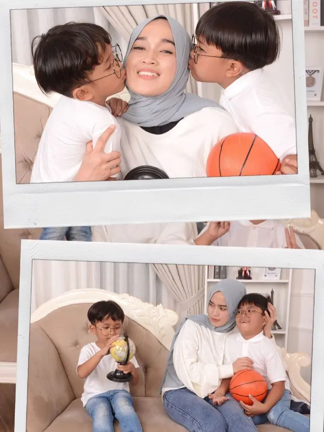 6 Momen Kompak Ririe Fairus saat Asuh Anak, Pakai Baju Senada