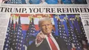 Kemenangan Donald Trump memenangi Pemilihan Presiden Amerika Serikat (AS) 2024 menjadi berita utama media di berbagai negara. Tampak dalam foto, koran-koran Australia dengan halaman depan yang menampilkan kemenangan Donald Trump dari Partai Republik AS dalam pemilihan umum AS, dipajang di kios koran di Sydney pada 7 November 2024. (DAVID GRAY/AFP)