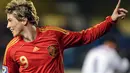 Spain's Fernando Torres celebrates his goal during their friendly match at Madrigal Stadium in Villarreal on November 19, 2008. AFP PHOTO/DIEGO TUSON