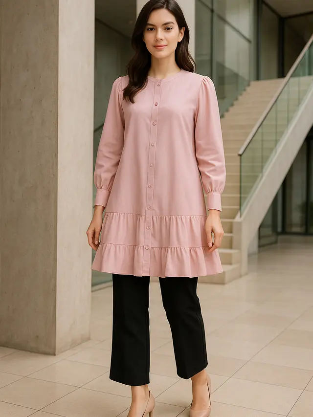 Model Tunik Kancing Depan Terbaru yang Lagi Trend