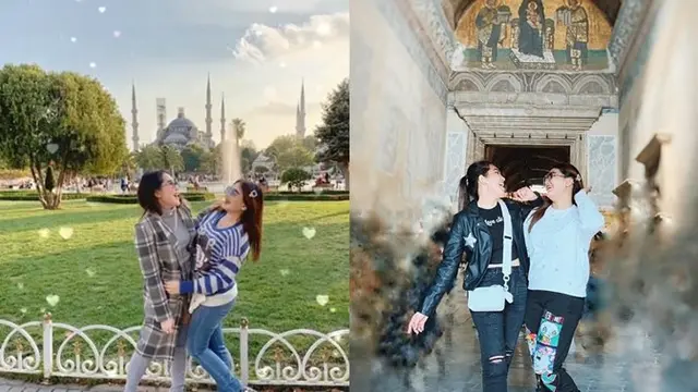 Tak hanya sendiri, liburan kali ini ditemani adik perempuanya. Via Vallen dan Mella Rossa terlihat kompak.