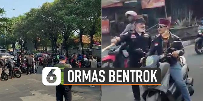 VIDEO: Viral Aksi Ormas Saling Bentrok di Tengah Jalan Tambun