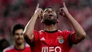Selebrasi bek tengah Benfica, Ezequiel Garay, usai menjebol gawang Juventus dalam laga pertama semifinal Liga Europa di stadion Luz, Lisbon (25/4/2014) (REUTERS/Hugo Correia)