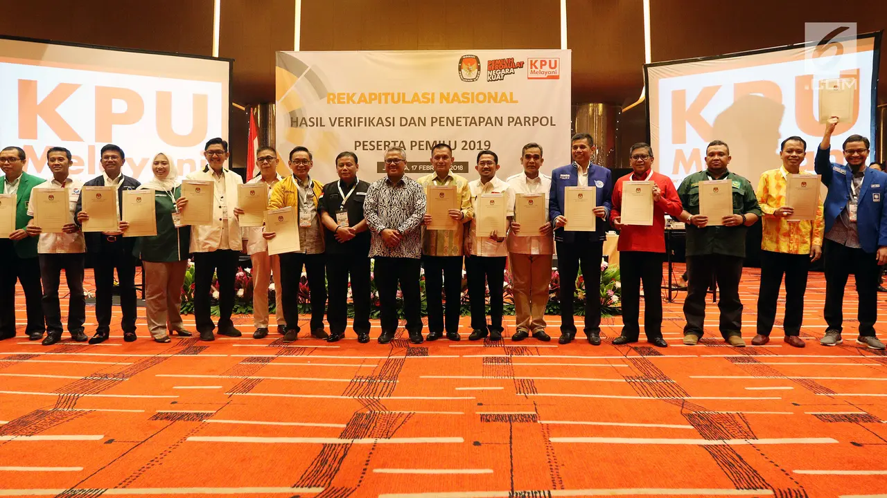 KPU Umumkan 14 Partai Lolos Jadi Peserta Pemilu 2019
