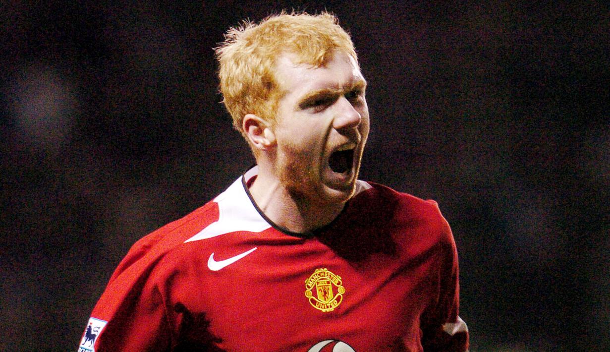 Paul Scholes berada di peringkat lima daftar pencetak gol terbanyak pada laga antara Manchester United dan City. Sepanjang berseragam United, Scholes mencetak tujuh gol ke gawang City. (AFP/Paul Barker)