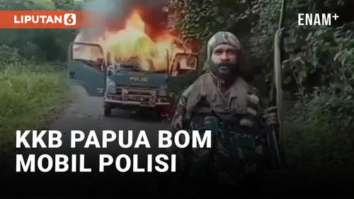 VIDEO: KKB Papua Serang Mobil Polisi Pakai Bom Molotov