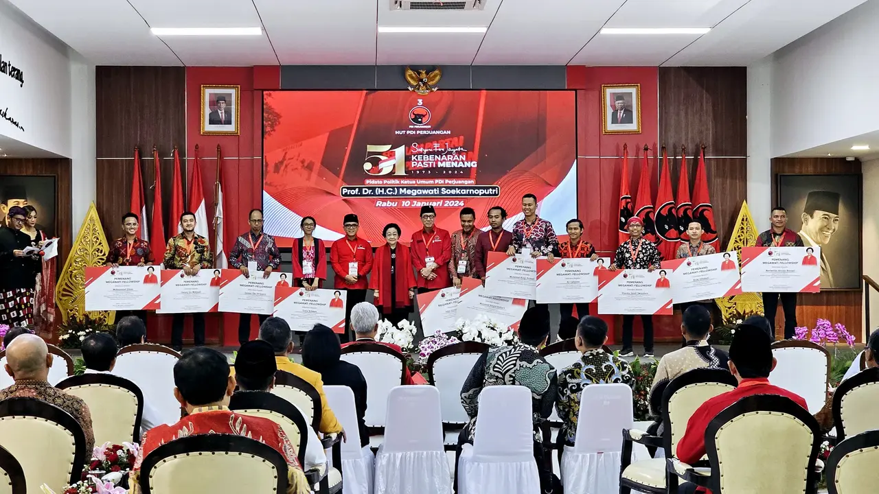 Ketua Umum Partai Demokrasi Indonesia Perjuangan (PDIP) Megawati Soekarnoputri mengumumkan sebelas penerima Megawati Fellowship Program Tahun 2023.