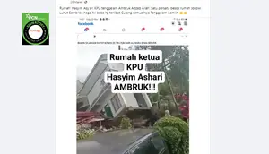 Penelusuran klaim foto rumah Ketua KPU Hasyim Asy'ari  ambruk.