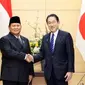 Pertemuan bilateral antara Prabowo Subianto dan PM Jepang Fumio Kishida di Tokyo, Rabu (3/4/2024). (Dok. Kementerian Luar Negeri Jepang)