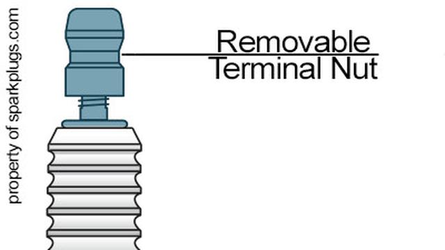 Contoh busi dengan Removable Terminal Nut (sparkplugs.com)
