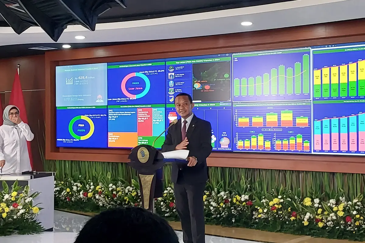 Menteri Investasi/Kepala Badan Koordinasi Penanaman Modal (BKPM) Bahlil Lahadalia mengungkapkan realisasi investasi di Indonesia menembus Rp 829,9 triliun pada semester I-2024.
