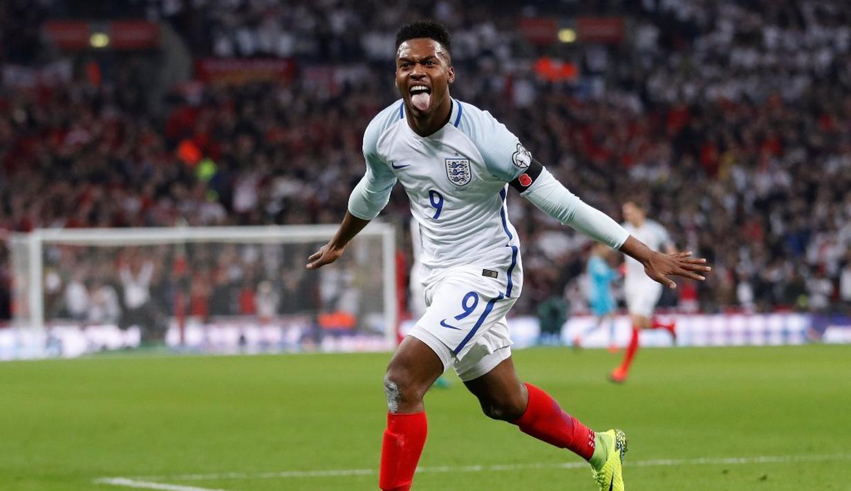  Inggris meraih kemenangan 3-0 atas Skotlandia dalam laga Grup F Kualifikasi Piala Dunia 2018 di Stadion Wembley, Jumat (11/11/2016) waktu setempat. Daniel Sturridge mencetak gol pertama. (Action Images via Reuters/Carl Recine)